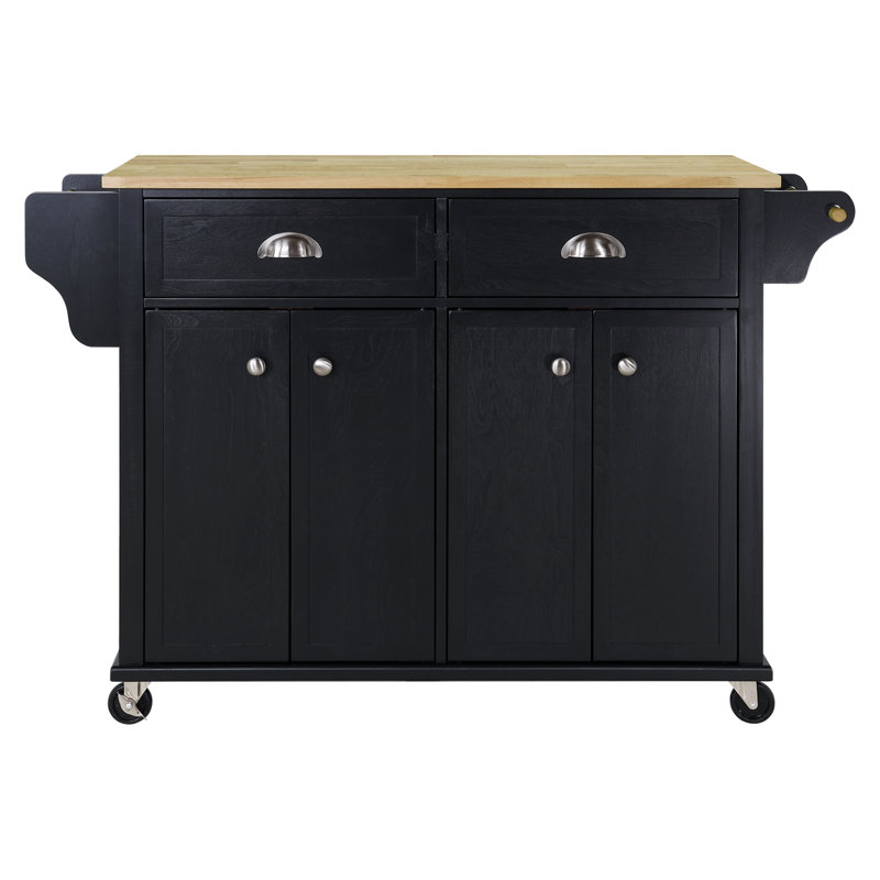 Wildon Home® Lanelle Solid Wood Kitchen Island with Drop Leaf